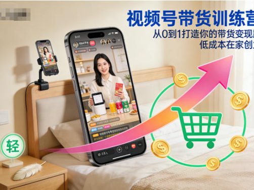 視頻號帶貨訓練營，從0到1打造你的帶貨變現路，低成本在家創業